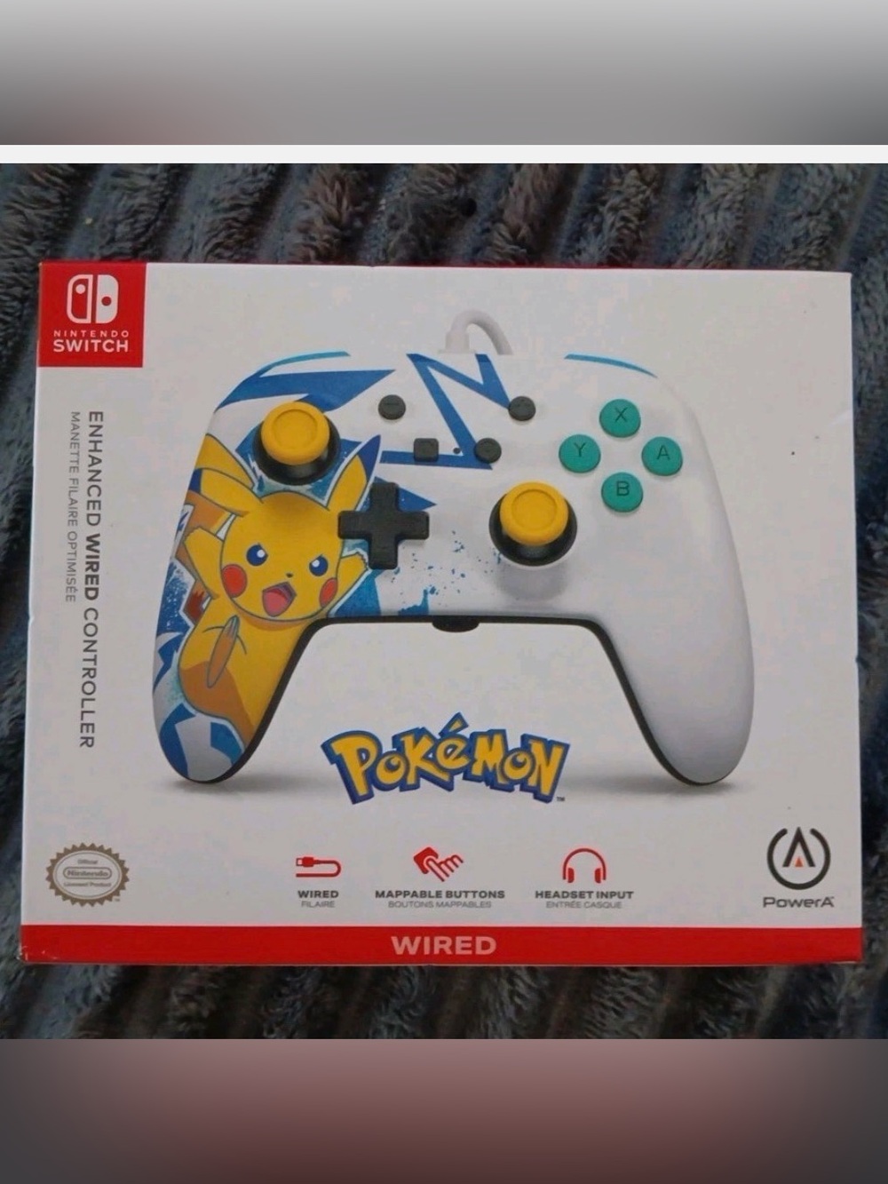 Nintendo Pokemon Enhanced Wired Controller - White with Yellow & Teal Accents
